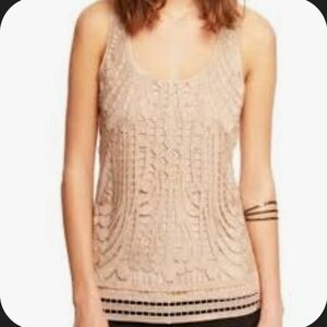 ❤️ Express Gold Metallic Crochet Tank beige color ‎ Large size